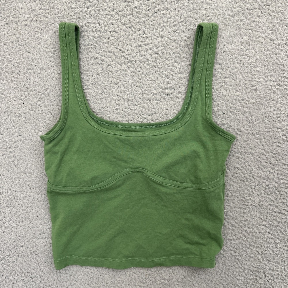 PINK Victoria's Secret Cropped Tank Top Green Cotton Beach Minimalist Women's XS